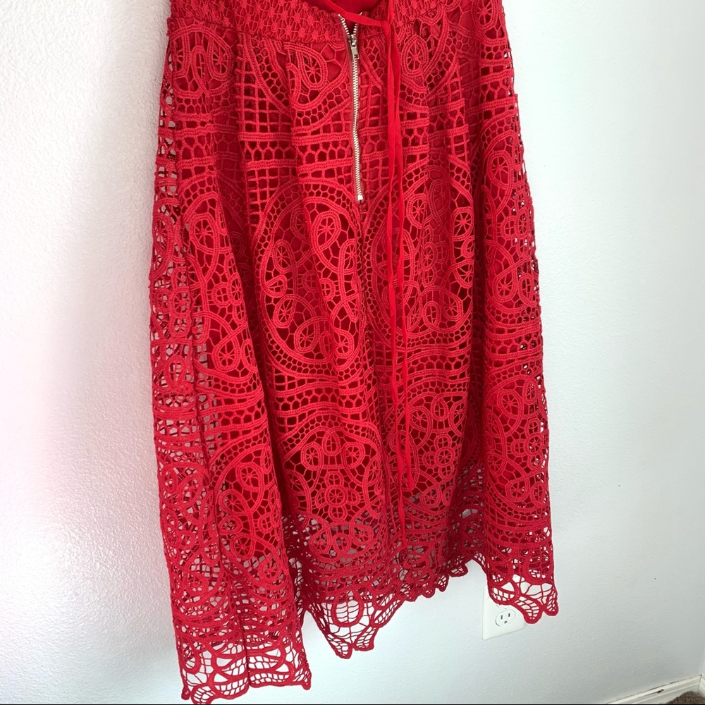 Lulus | Real Life Dream Berry Red Lace Midi Dress - Picture 8 of 12